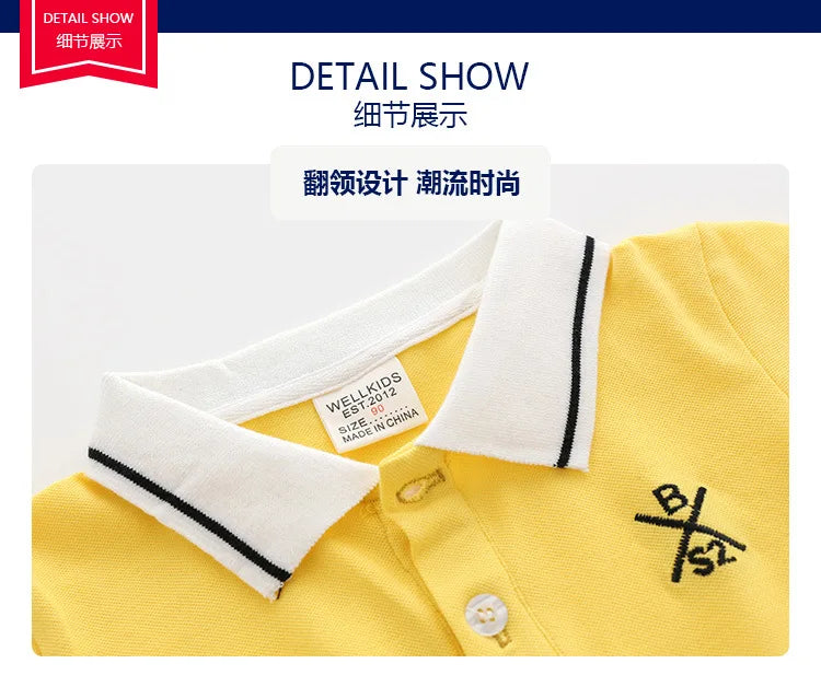 Summer Boys Shirts Cotton Kids Polo T-shirts