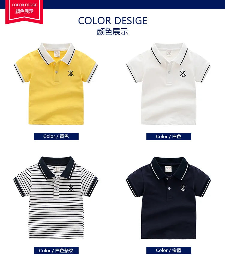 Summer Boys Shirts Cotton Kids Polo T-shirts