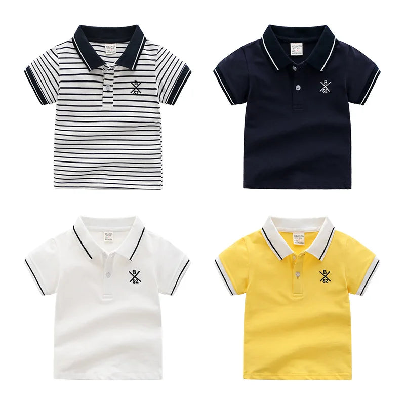 Summer Boys Shirts Cotton Kids Polo T-shirts