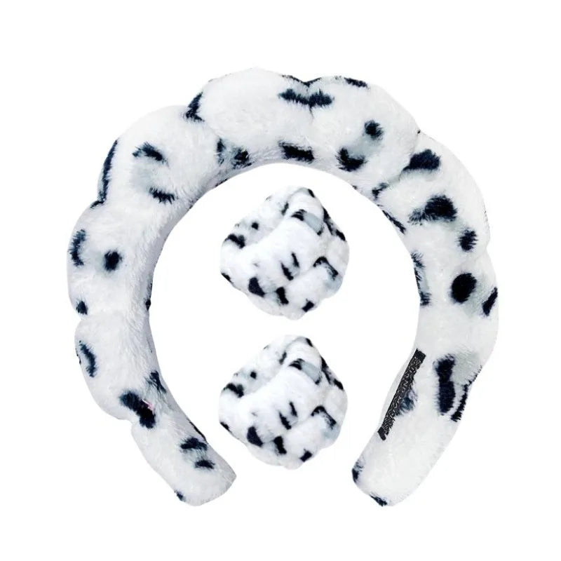 Sponge Spa Headband with Wristbands for Washing Face, Skin Care Makeup Removal Shower for Women and Girls