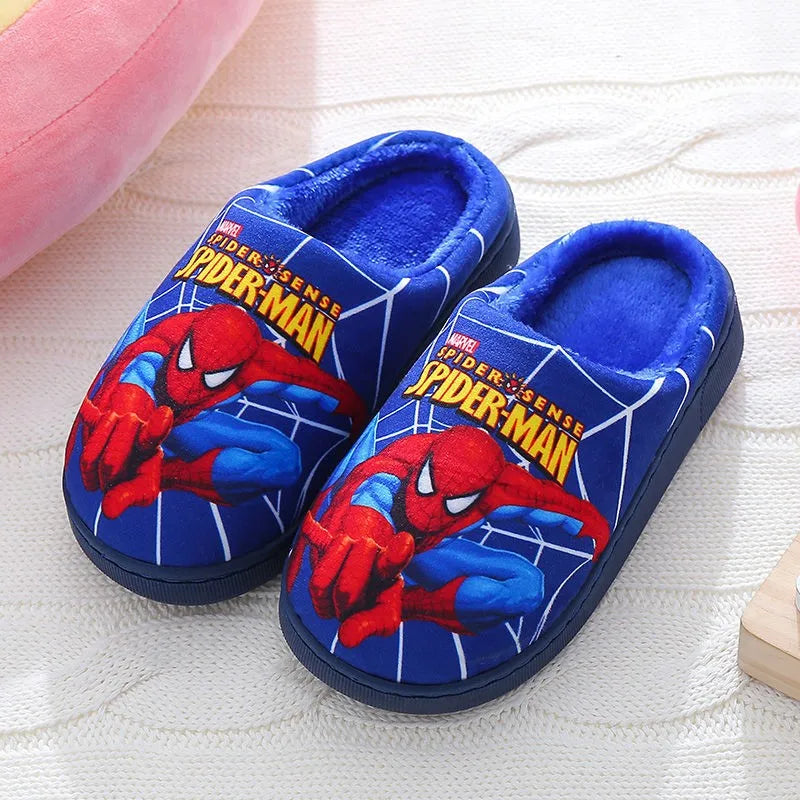 Cartoon Printed Spider-man Cotton Slippers For Children's Shoes - Indoor Use