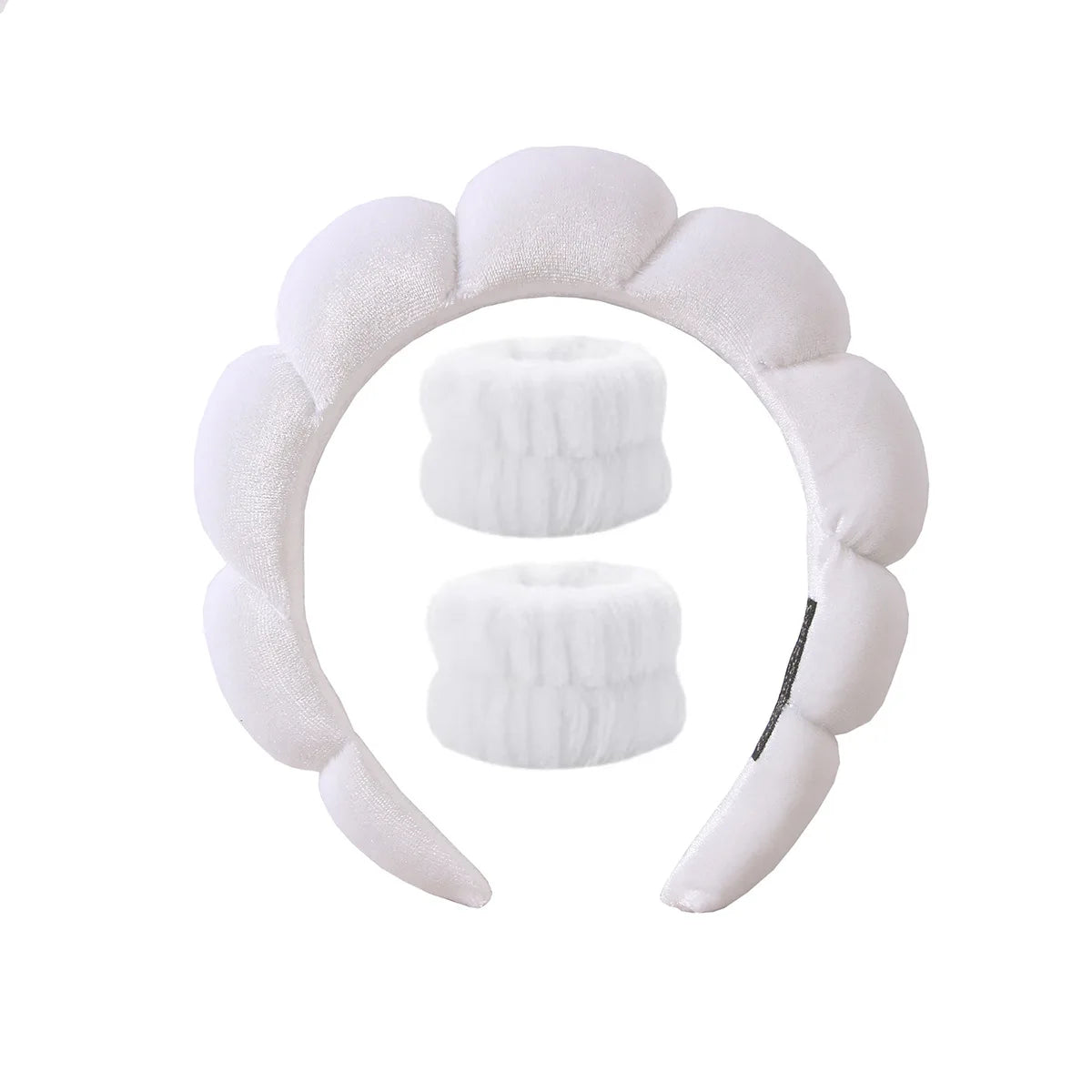Sponge Spa Headband with Wristbands for Washing Face, Skin Care Makeup Removal Shower for Women and Girls