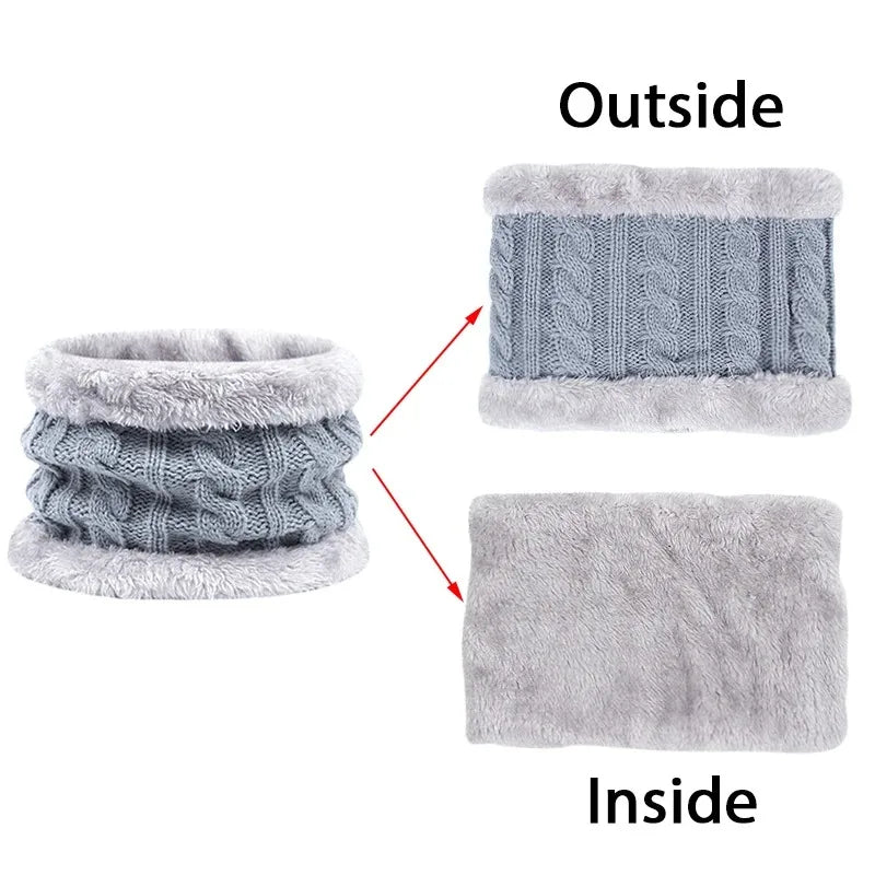 Baby Winter Hat Scarf Gloves Set Knitted Fur Ball Kids