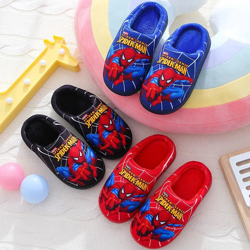 Cartoon Printed Spider-man Cotton Slippers For Children's Shoes - Indoor Use