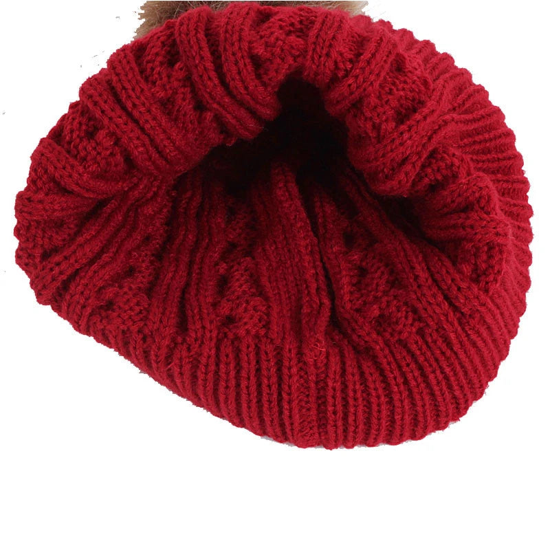 Baby Winter Hat Scarf Gloves Set Knitted Fur Ball Kids