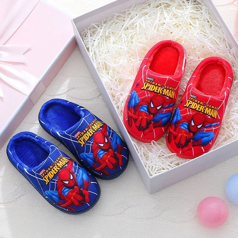 Cartoon Printed Spider-man Cotton Slippers For Children's Shoes - Indoor Use