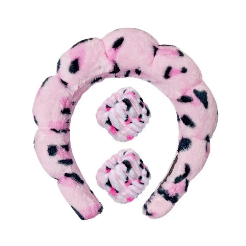 Sponge Spa Headband with Wristbands for Washing Face, Skin Care Makeup Removal Shower for Women and Girls