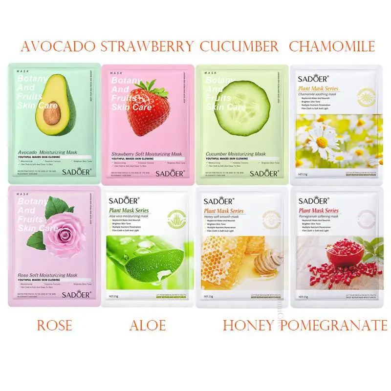 8pcs Natural Plant Face Mask Beauty Skincare Facial Masks