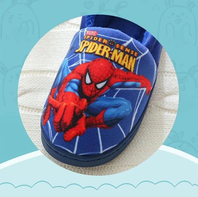 Cartoon Printed Spider-man Cotton Slippers For Children's Shoes - Indoor Use