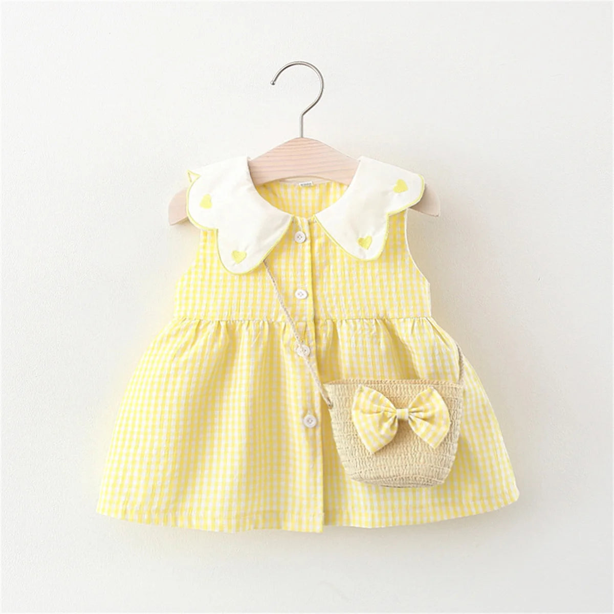 Summer Newborn 2-Piece Girl Infant Cotton Dress And Backpack