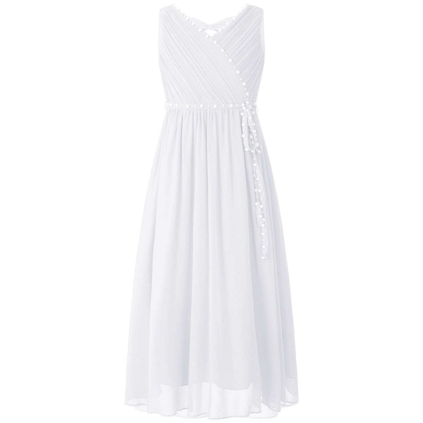 Flower Girls Dress Elegant Bow Cut-out Dress for Bridesmaid Wedding