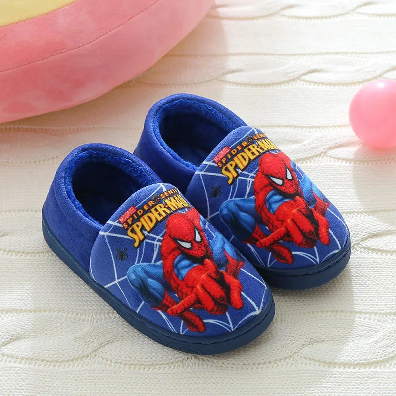 Cartoon Printed Spider-man Cotton Slippers For Children's Shoes - Indoor Use