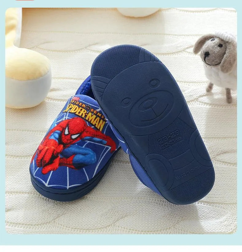 Cartoon Printed Spider-man Cotton Slippers For Children's Shoes - Indoor Use