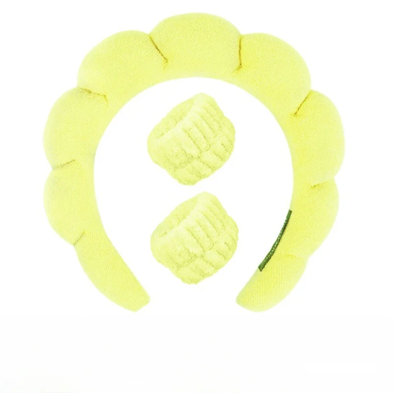 Sponge Spa Headband with Wristbands for Washing Face, Skin Care Makeup Removal Shower for Women and Girls