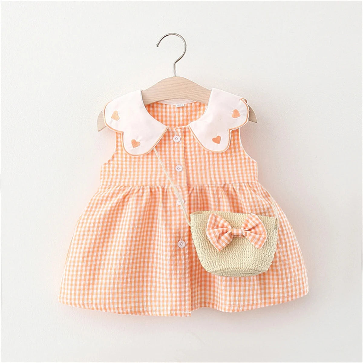 Summer Newborn 2-Piece Girl Infant Cotton Dress And Backpack