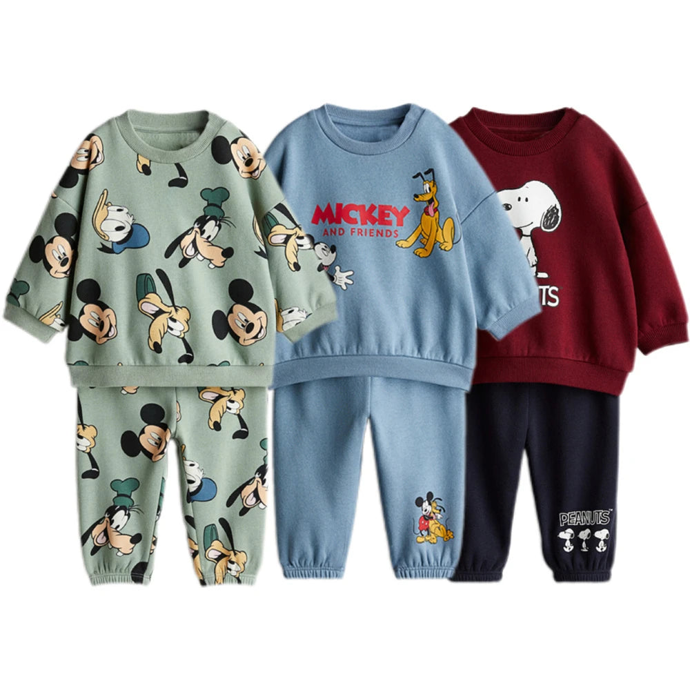 Disney Mickey Mouse Sweatshirt+Pants Two Piece Set Spring Autumn Wear