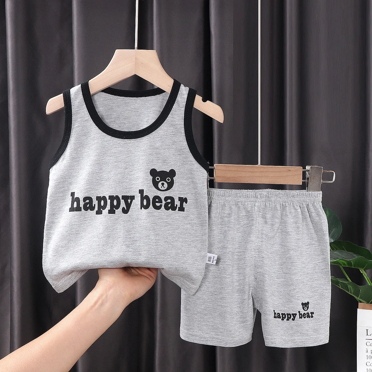 2PCS Children Summer Cotton T-Shirts Clothing Vest Suit