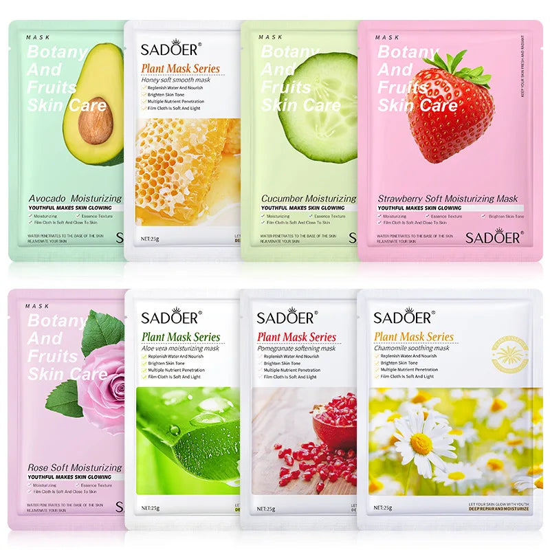 8pcs Natural Plant Face Mask Beauty Skincare Facial Masks
