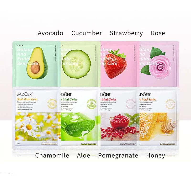 8pcs Natural Plant Face Mask Beauty Skincare Facial Masks