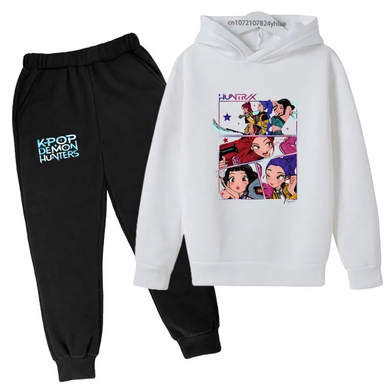 Kpop Demon Hunters Kids 2pcs Hoodie+Pants Tracksuits 2-13 Years Boys Girls