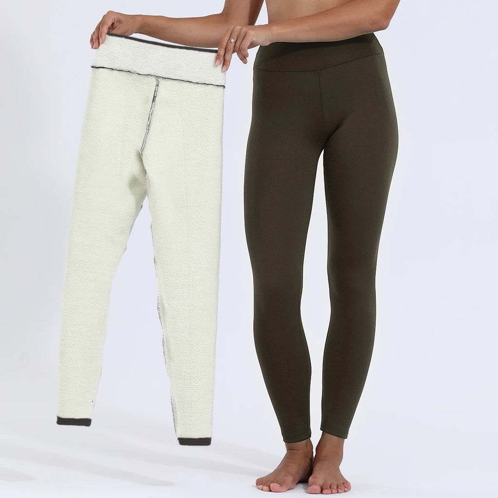 Women Winter Velvet Stretch High Waist Leggings