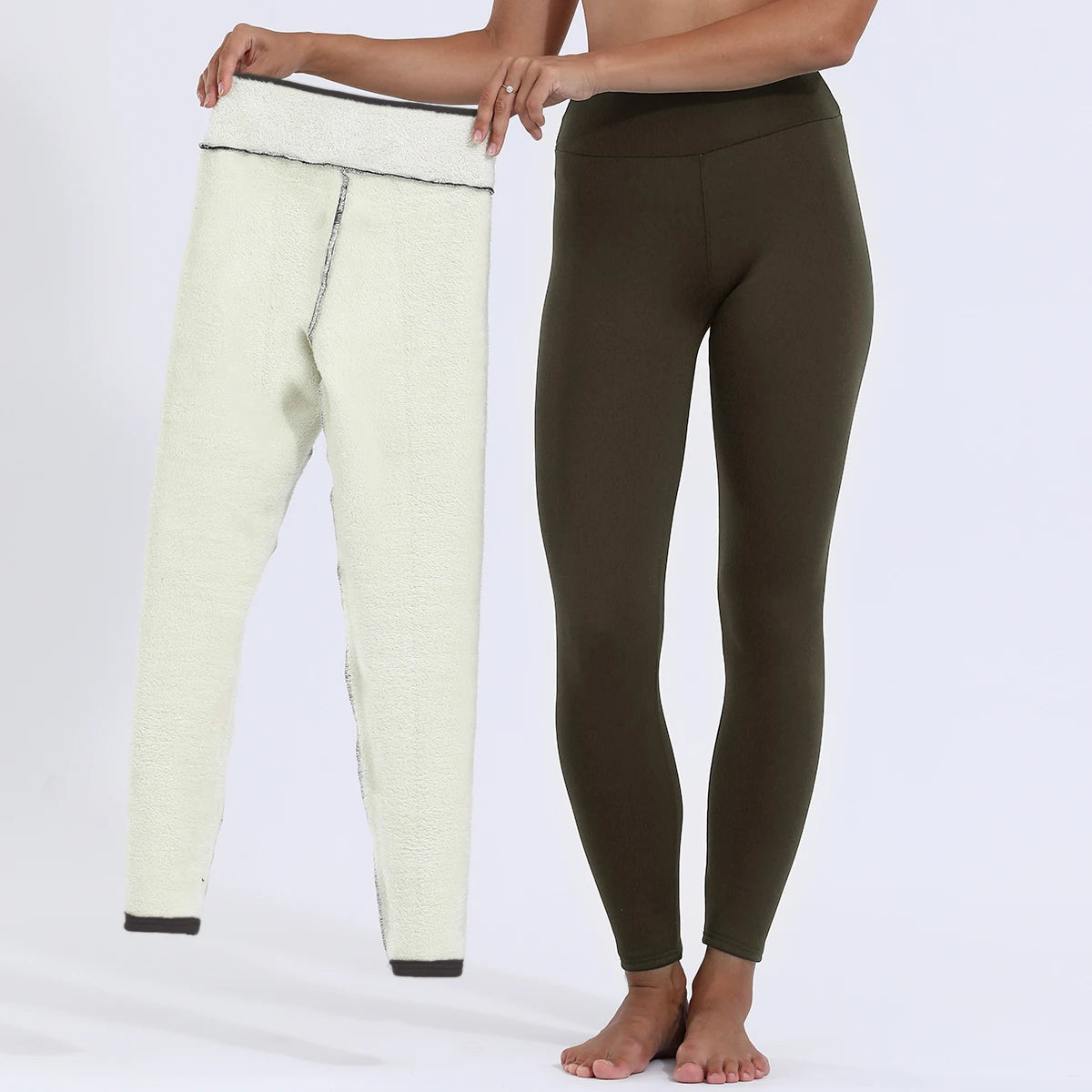 Women Winter Velvet Stretch High Waist Leggings