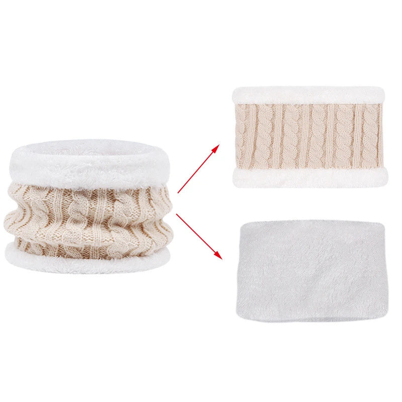Baby Winter Hat Scarf Gloves Set Knitted Fur Ball Kids