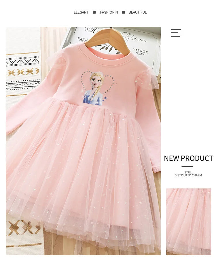 Frozen Princess Dress Girls Long-sleeved For Children's Party