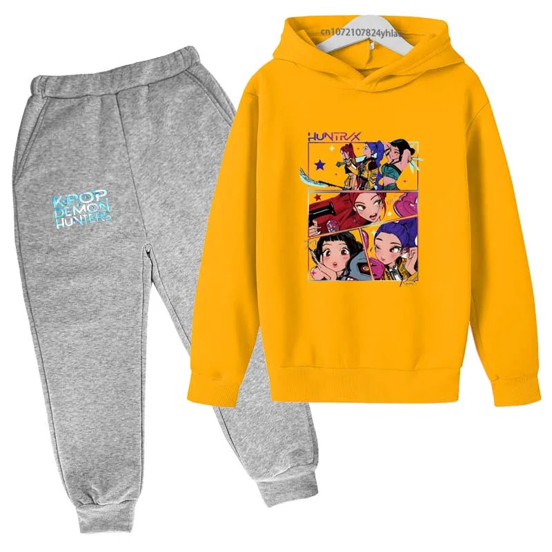 Kpop Demon Hunters Kids 2pcs Hoodie+Pants Tracksuits 2-13 Years Boys Girls