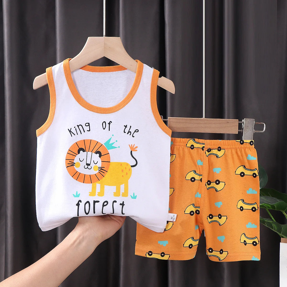 2PCS Children Summer Cotton T-Shirts Clothing Vest Suit