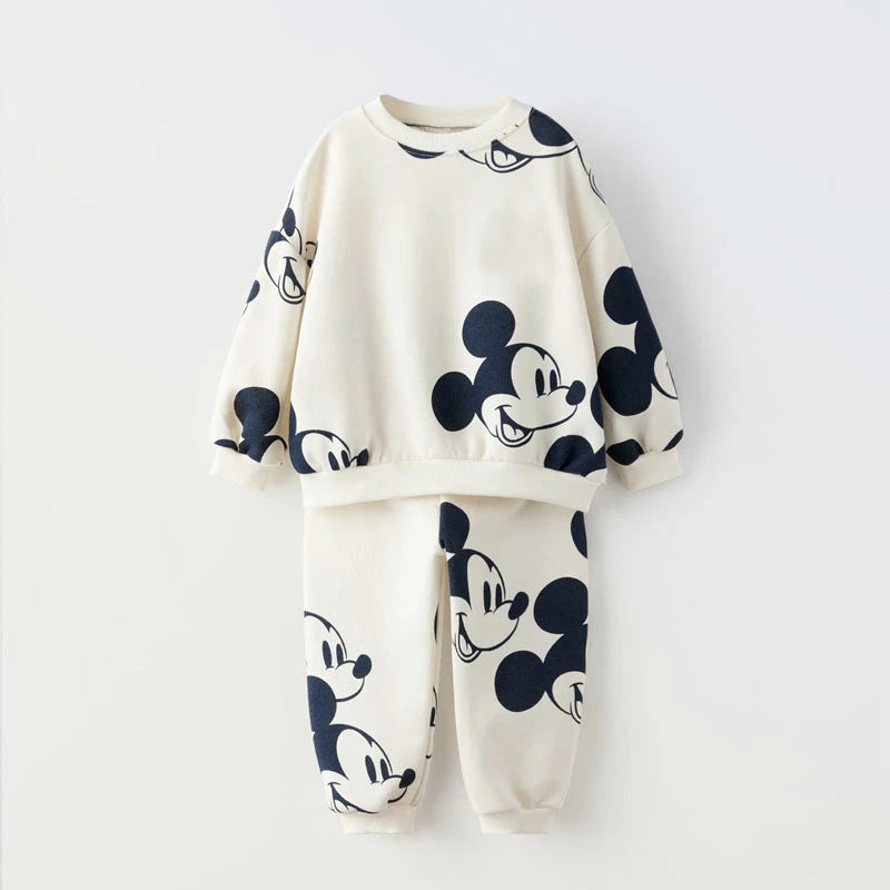 Disney Mickey Mouse Sweatshirt+Pants Two Piece Set Spring Autumn Wear