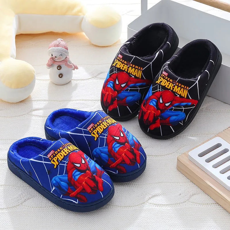 Cartoon Printed Spider-man Cotton Slippers For Children's Shoes - Indoor Use