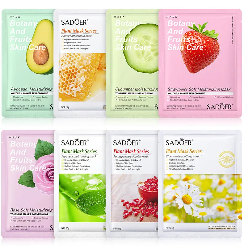 8pcs Natural Plant Face Mask Beauty Skincare Facial Masks