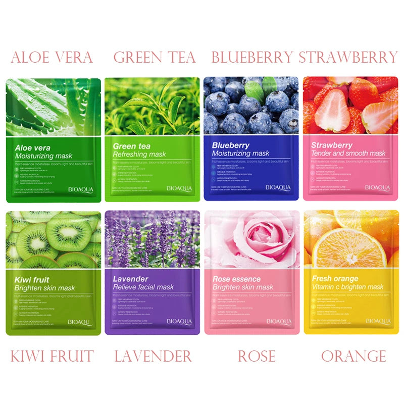 8pcs Natural Plant Face Mask Beauty Skincare Facial Masks