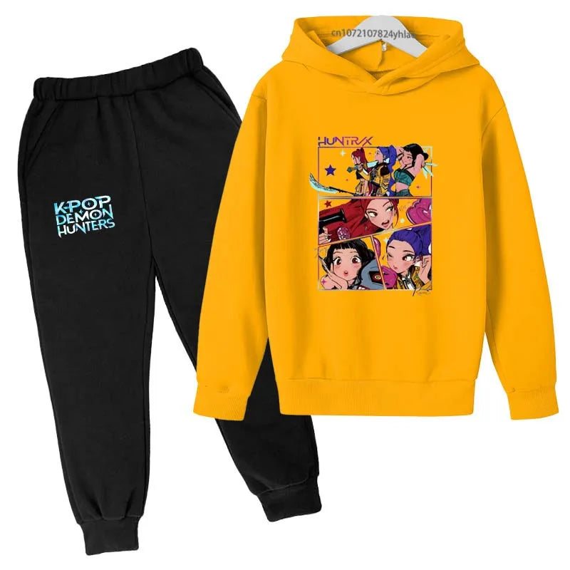 Kpop Demon Hunters Kids 2pcs Hoodie+Pants Tracksuits 2-13 Years Boys Girls