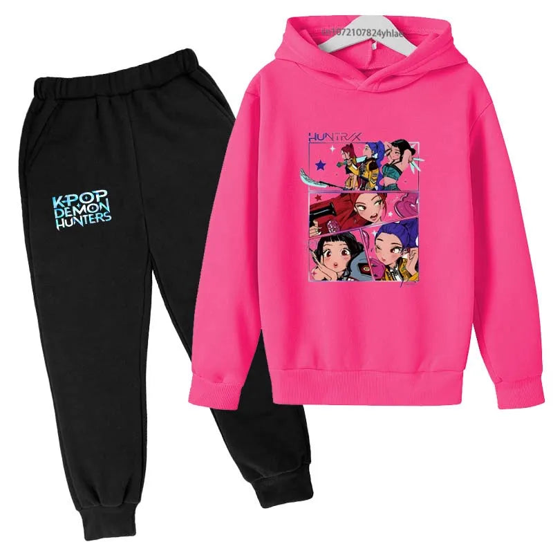 Kpop Demon Hunters Kids 2pcs Hoodie+Pants Tracksuits 2-13 Years Boys Girls