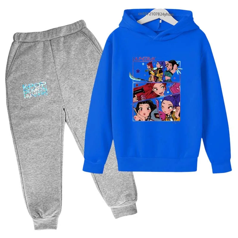 Kpop Demon Hunters Kids 2pcs Hoodie+Pants Tracksuits 2-13 Years Boys Girls