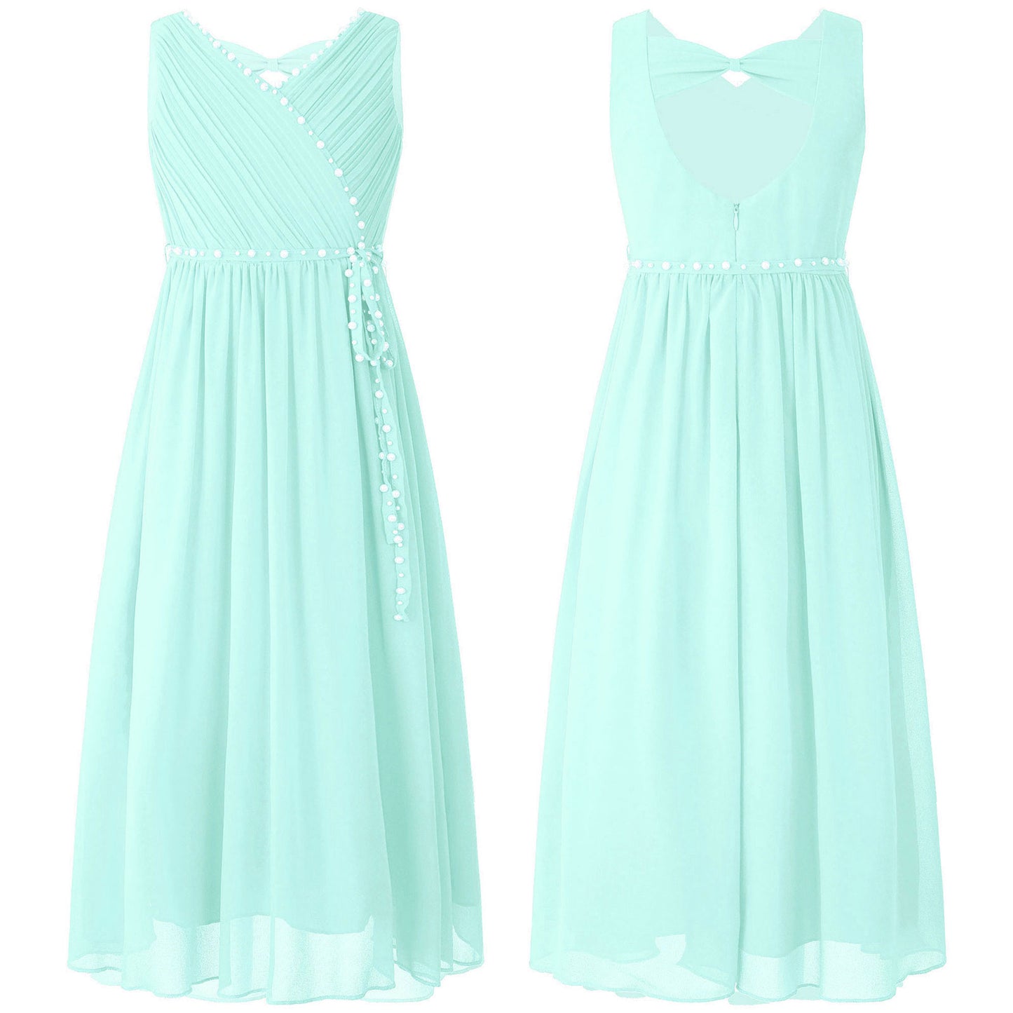 Flower Girls Dress Elegant Bow Cut-out Dress for Bridesmaid Wedding