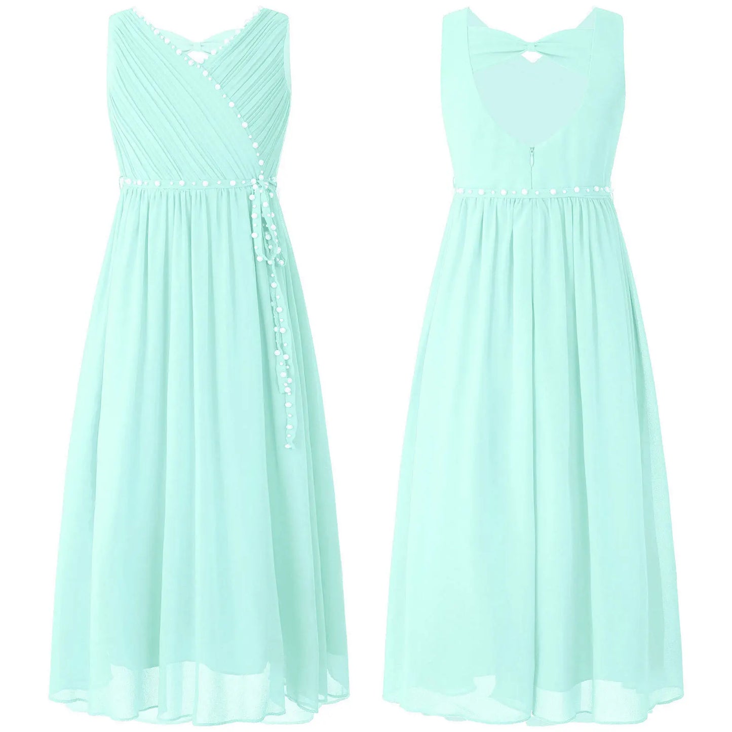 Flower Girls Dress Elegant Bow Cut-out Dress for Bridesmaid Wedding