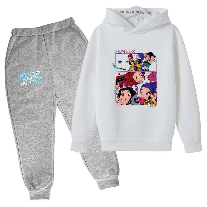 Kpop Demon Hunters Kids 2pcs Hoodie+Pants Tracksuits 2-13 Years Boys Girls
