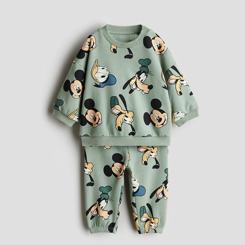 Disney Mickey Mouse Sweatshirt+Pants Two Piece Set Spring Autumn Wear