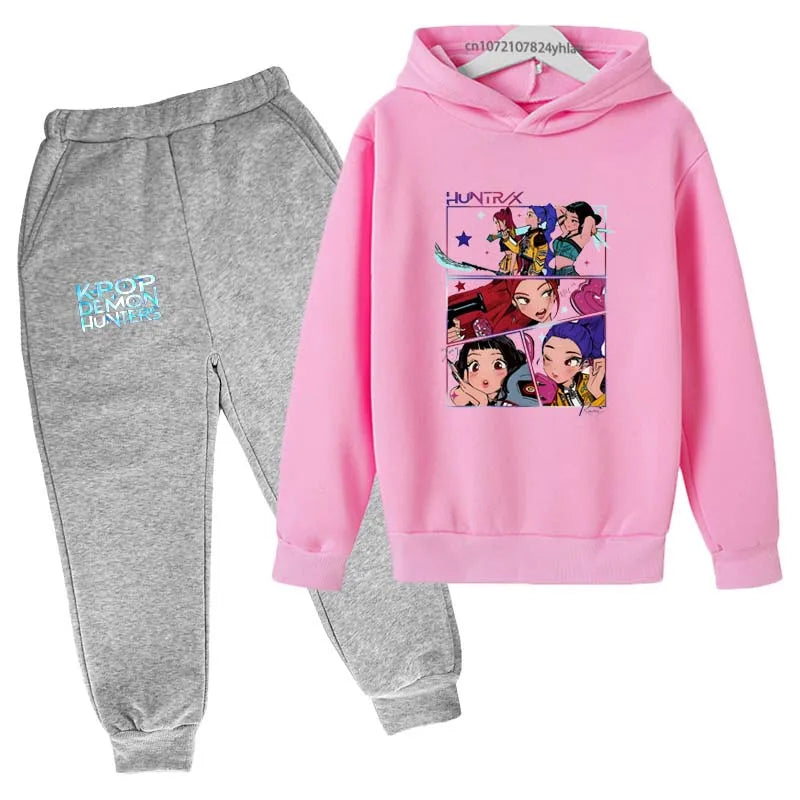 Kpop Demon Hunters Kids 2pcs Hoodie+Pants Tracksuits 2-13 Years Boys Girls