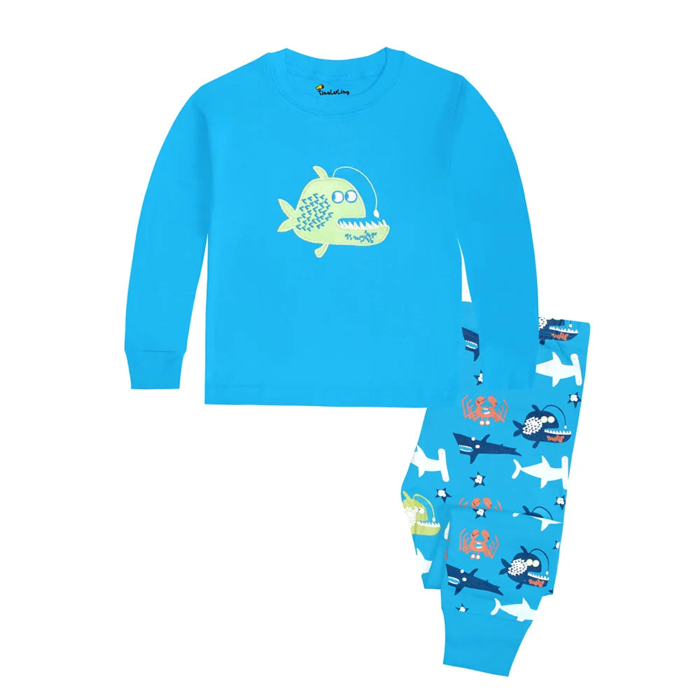 Animal Cartoon Boys Pajamas Sets Children's Sleepwear