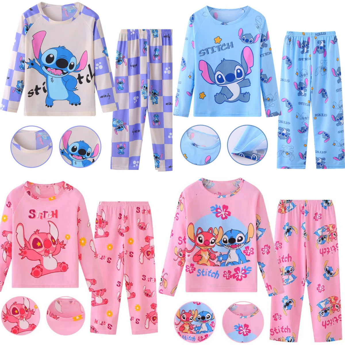 New HOT Disney Stitch Children Pyjamas for Boys and Girls Sets Kid Home Wear Travel Casual Sleepwear Suit Cute Gift