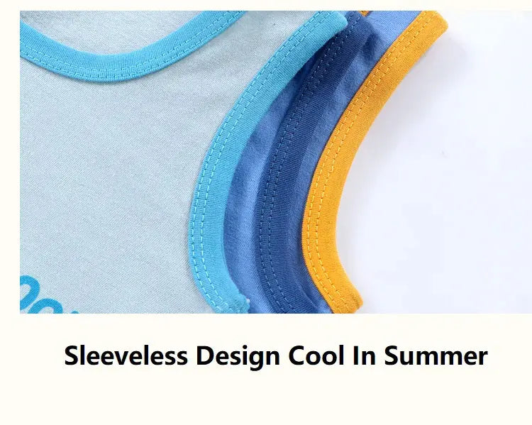 2PCS Children Summer Cotton T-Shirts Clothing Vest Suit