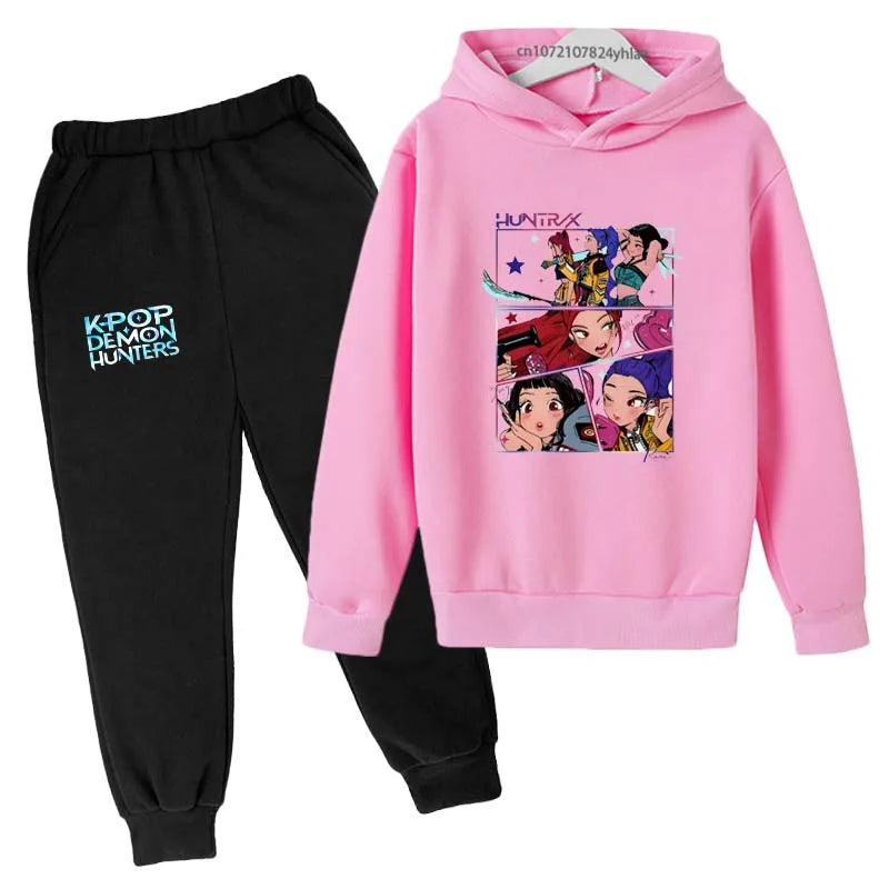 Kpop Demon Hunters Kids 2pcs Hoodie+Pants Tracksuits 2-13 Years Boys Girls