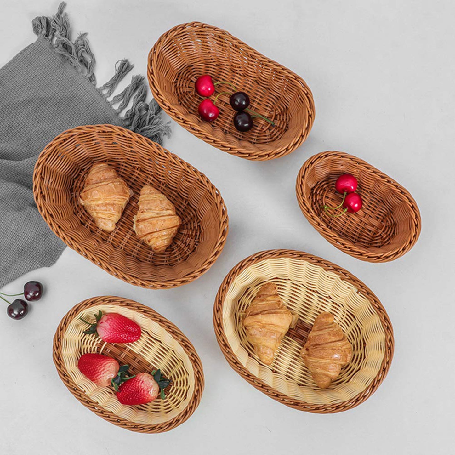 Hand Woven Rattan Basket - Suitable for Restaurant, Vegetables, Storage