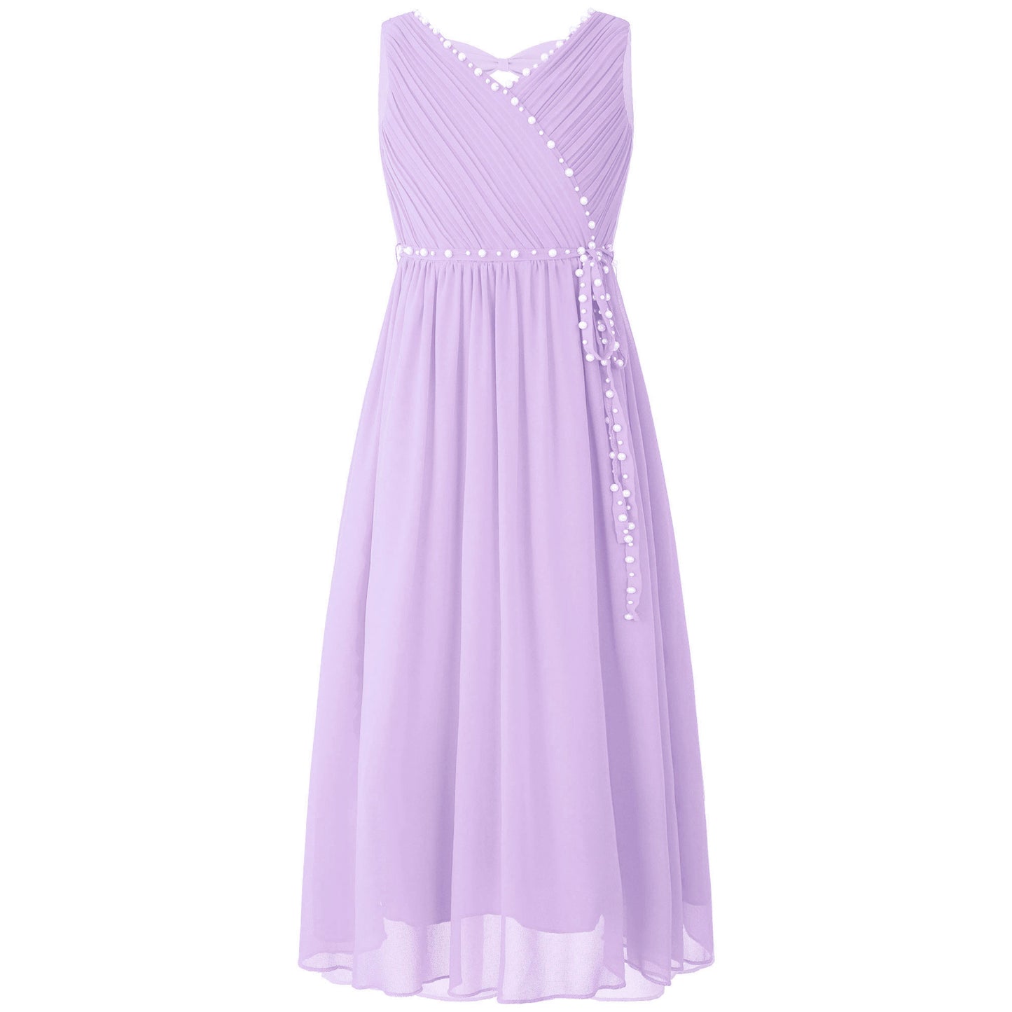 Flower Girls Dress Elegant Bow Cut-out Dress for Bridesmaid Wedding