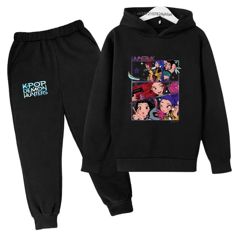 Kpop Demon Hunters Kids 2pcs Hoodie+Pants Tracksuits 2-13 Years Boys Girls