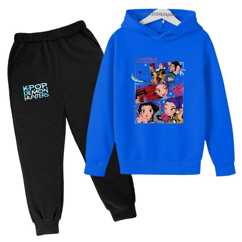 Kpop Demon Hunters Kids 2pcs Hoodie+Pants Tracksuits 2-13 Years Boys Girls